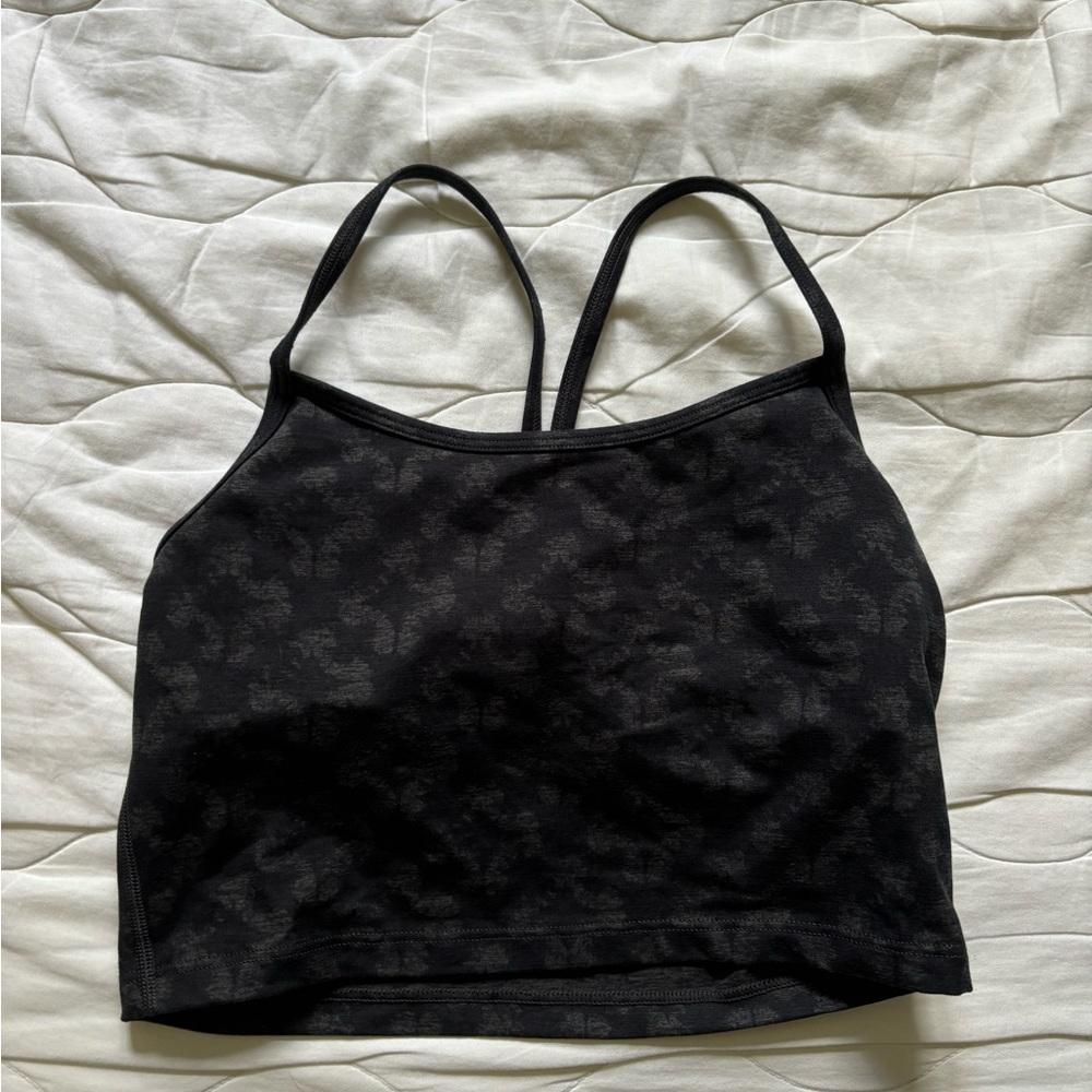 Aerie Patterned Black Tank Top